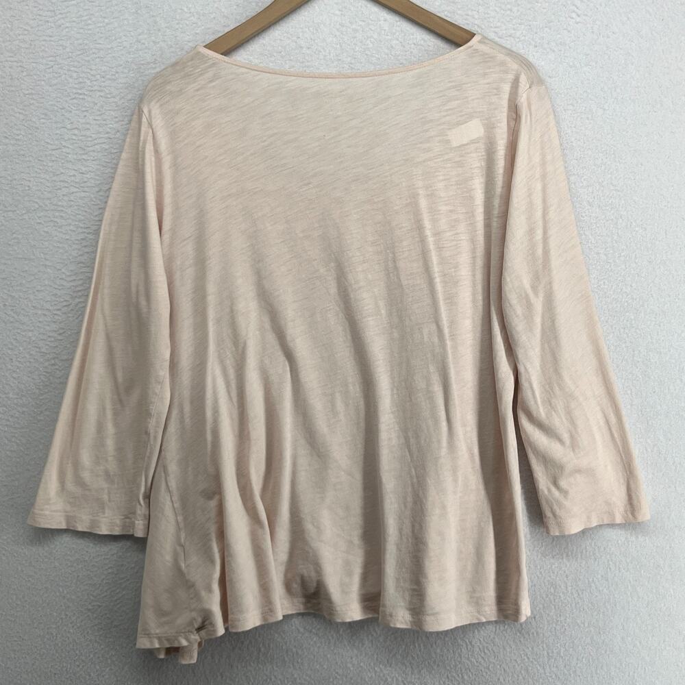 EILEEN FISHER GARNET HILL Top M Slub Organic Cotton Knot Sleepwear Pajama Pink - Picture 2 of 11